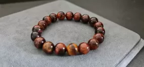 10 mm Round Red Tiger Eye Elastic Unisex Bracelet,Men Bracelet,Women Bracelet