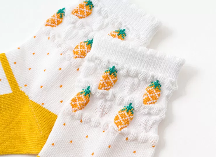 3 Pack Kids' Socks | Cotton | Pineapple