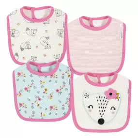 4-Pack Baby Girls Fox Bibs