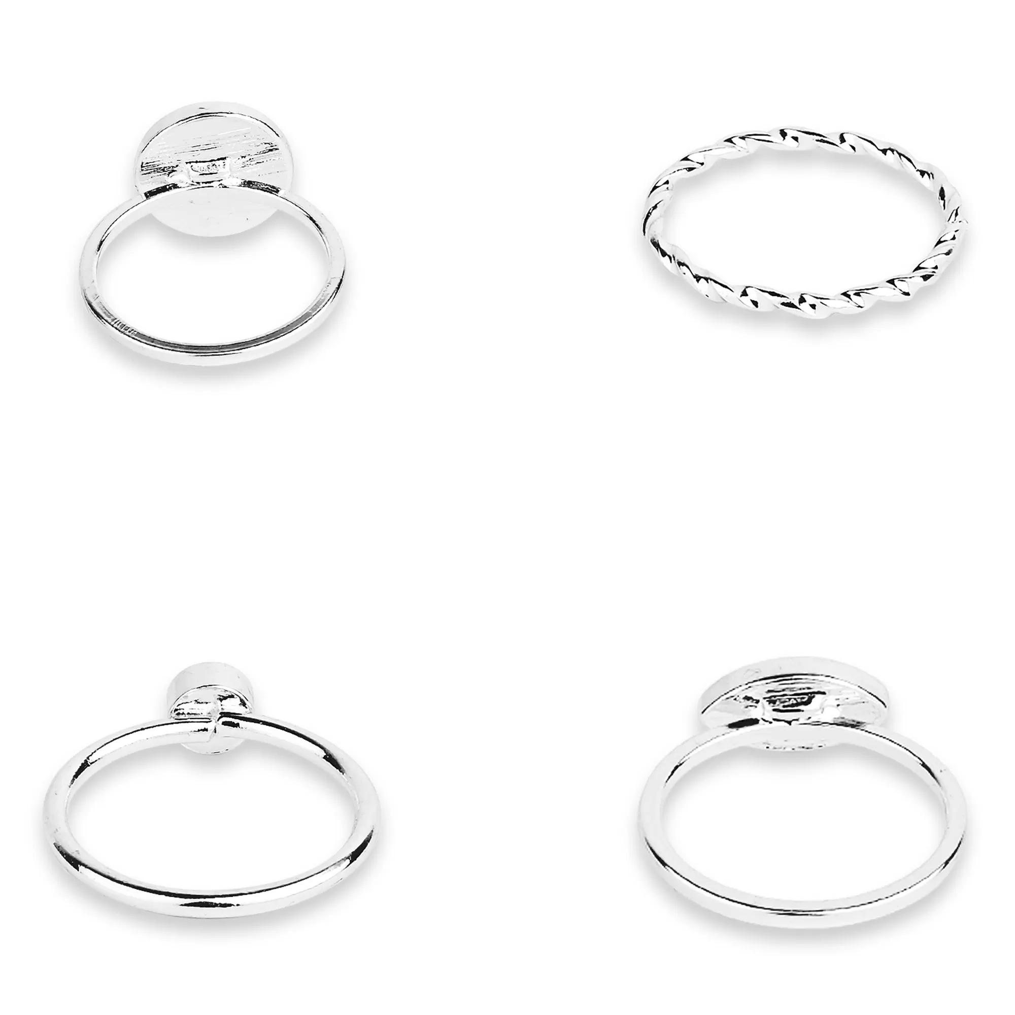 Accessorize London Women's Silver Evil Eye Ring Pack Of 4-Small