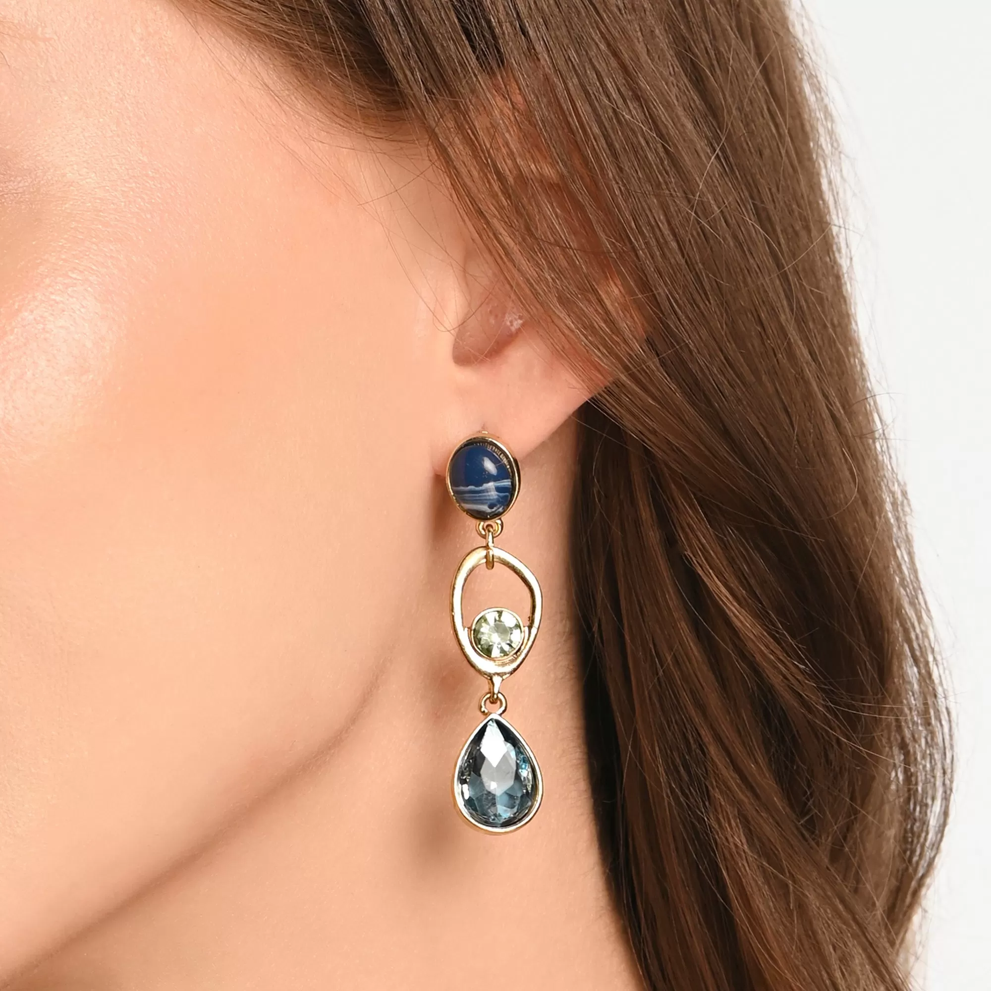 Accessorize London Women's Triple Gem Teardrop Earrings