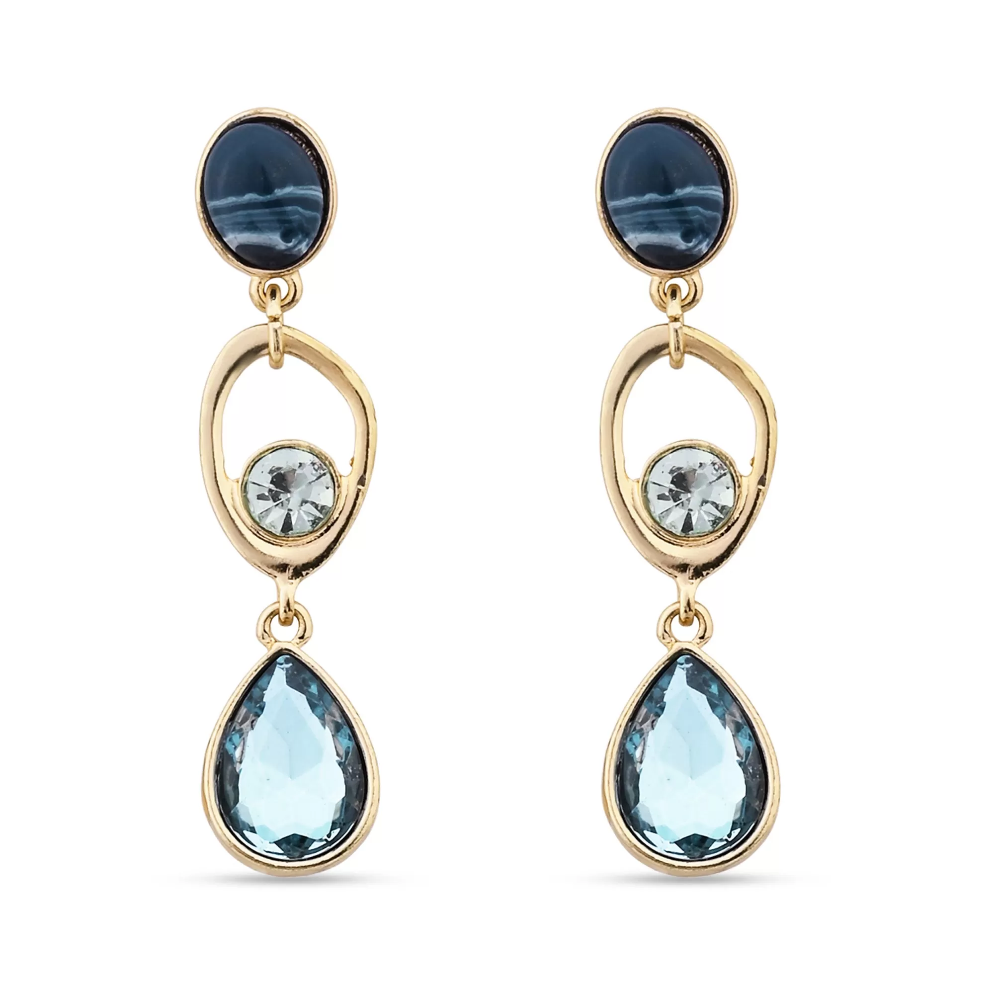 Accessorize London Women's Triple Gem Teardrop Earrings