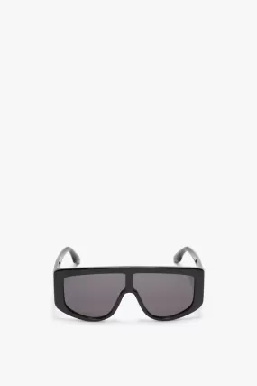 Acetate Visor Sunglasses In Black