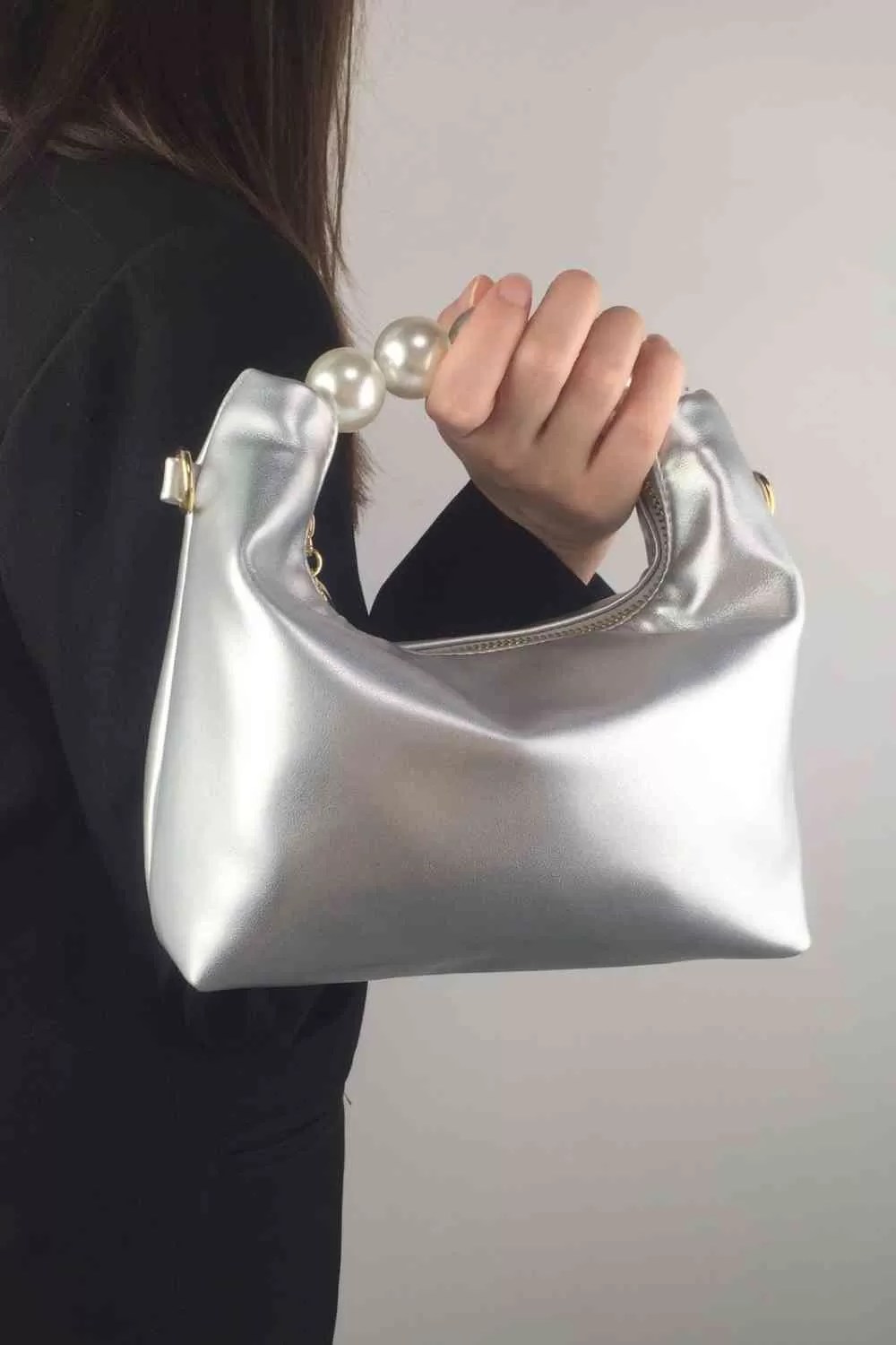 Adored PU Leather Pearl Handbag