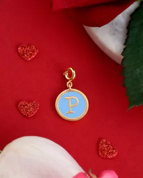 Alphabet P Blue Enamel Charm - Voylla