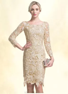 Azaria Sheath/Column Scoop Neck Knee-Length Lace Mother of the Bride Dress STK126P0014865