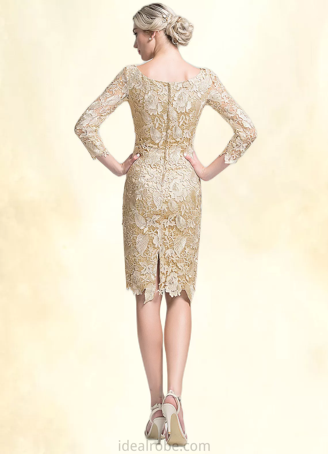 Azaria Sheath/Column Scoop Neck Knee-Length Lace Mother of the Bride Dress STK126P0014865