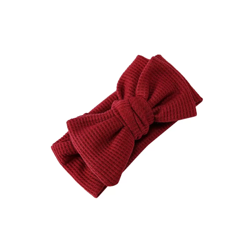 Baby Girl Large Waffle Topknot Headband Headwrap — Cherry