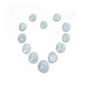 BLUE AQUAMARINE Gemstone Rose Cut : 39.45cts Natural Untreated Unheated Milky Aqua Uneven Shape 11*9mm - 15.5*13mm 12pcs (With Video)