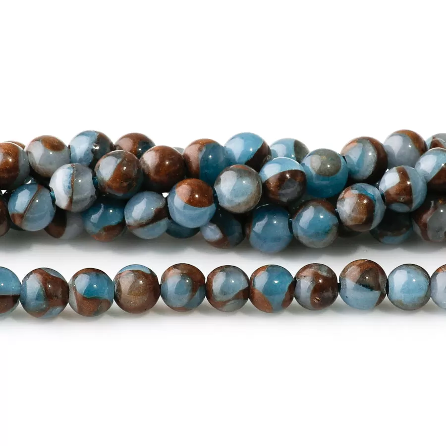 Blue Marbled Quartz 6mm Round - Large Hole Beads