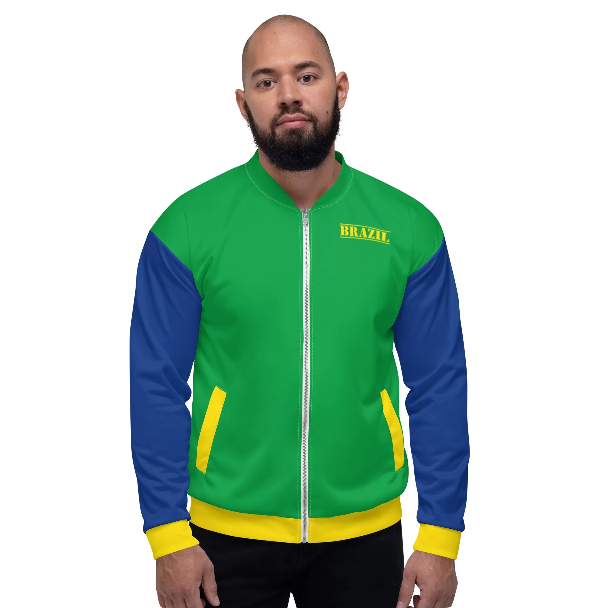 Brazil Jacket / Unisex Brazil Flag Color Bomber Jacket