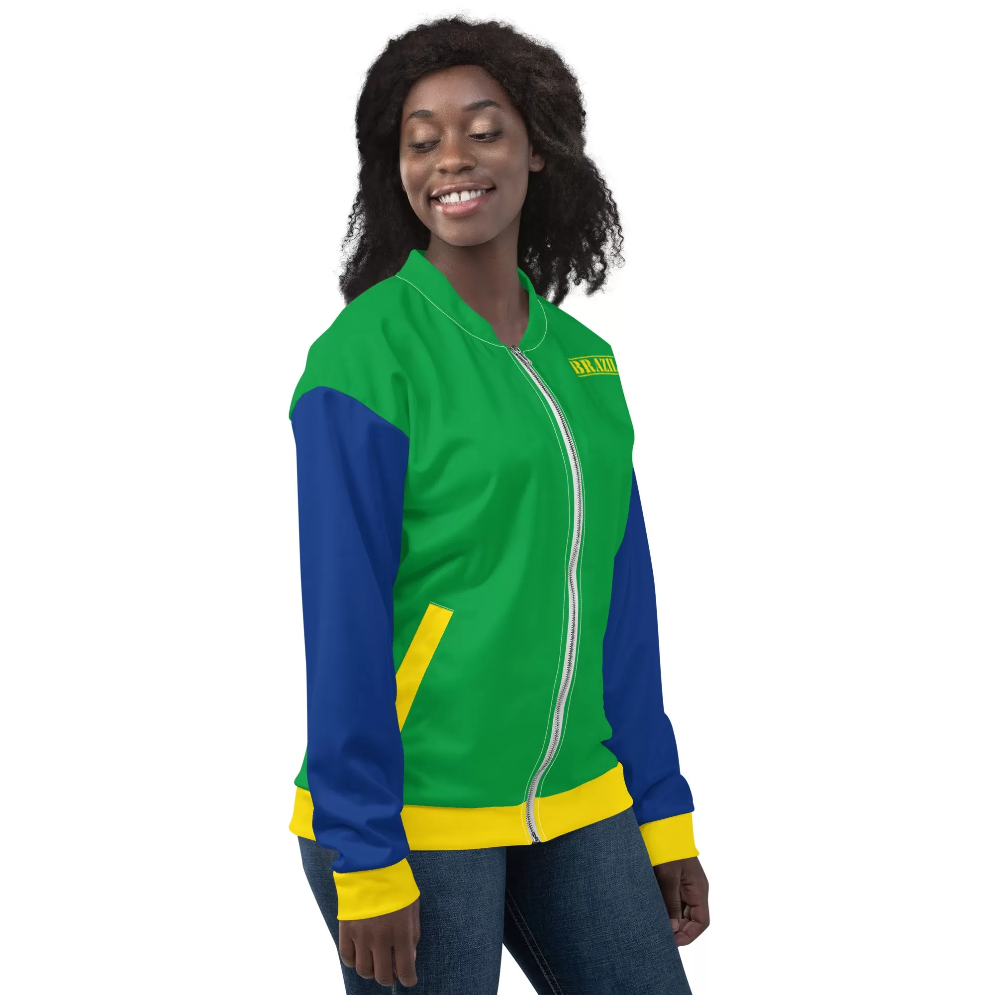 Brazil Jacket / Unisex Brazil Flag Color Bomber Jacket