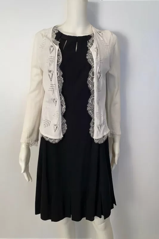 Chanel 06P 2006 Spring White Knit Lace Cardigan FR 44