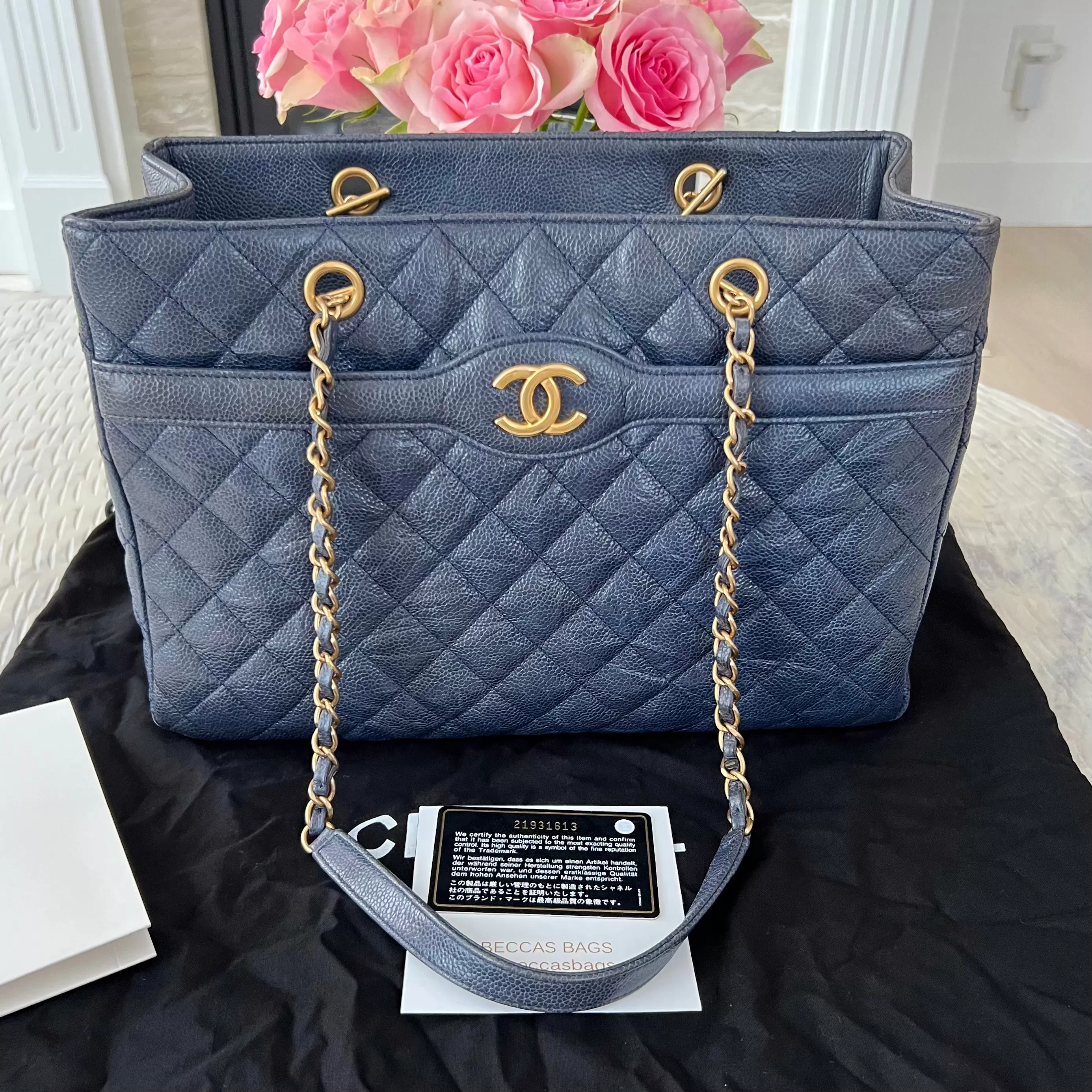 Chanel Quilted Caviar Tote Bag