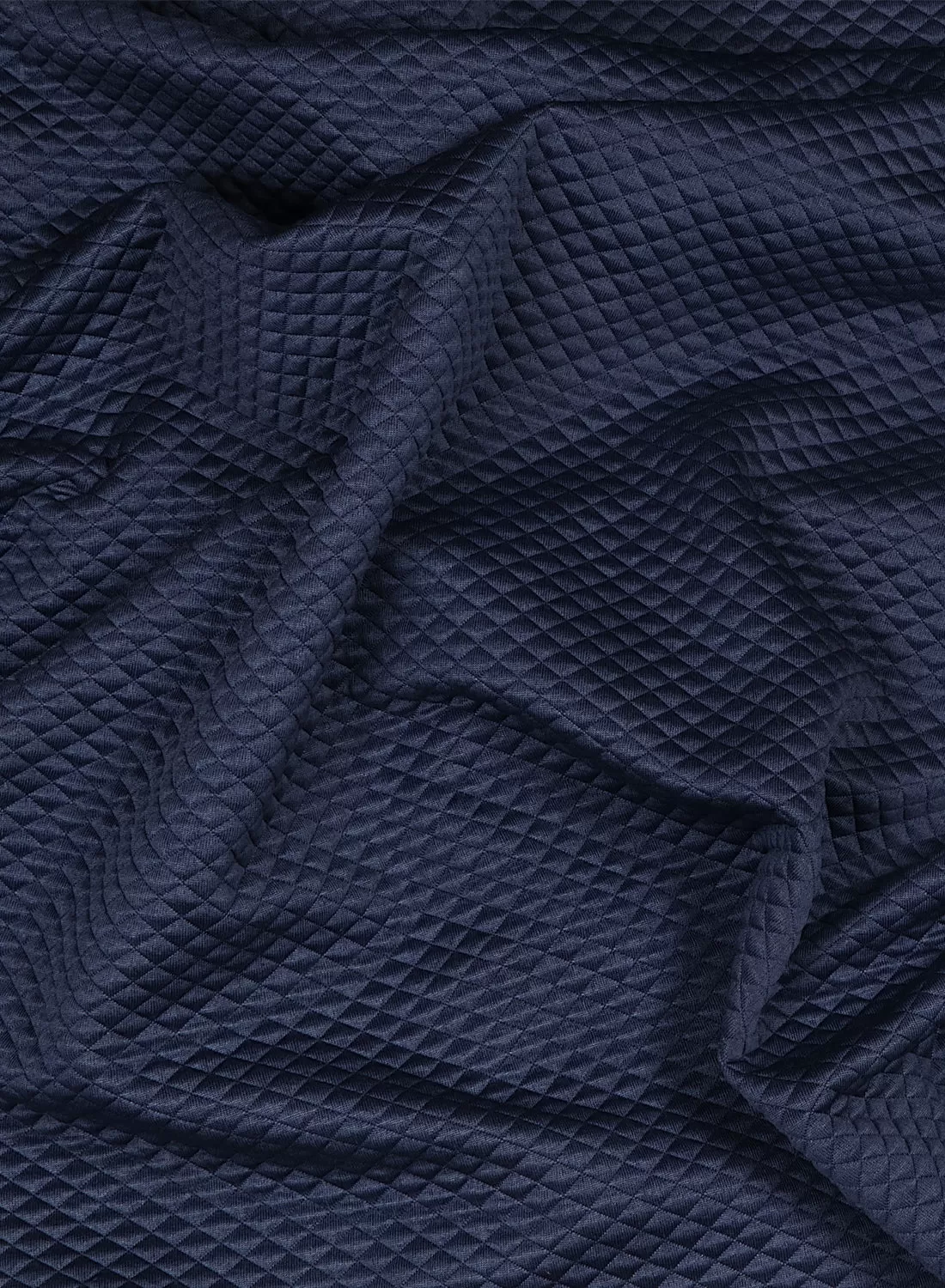 Checks Navy Blue Quilted Fabric