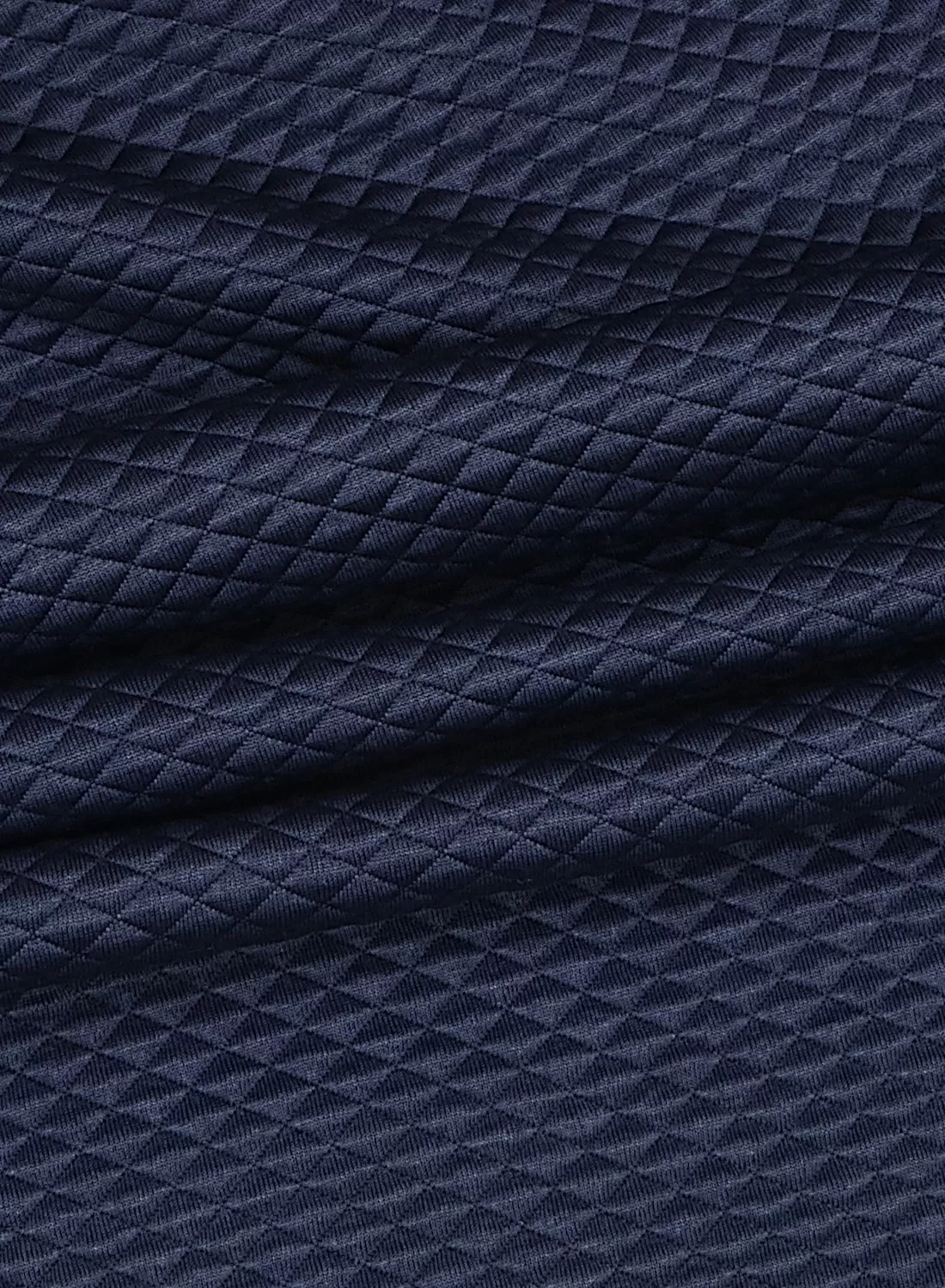 Checks Navy Blue Quilted Fabric