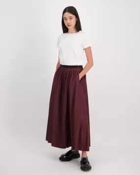 CHIC TAFFETTA LONG SKIRT / CACAO