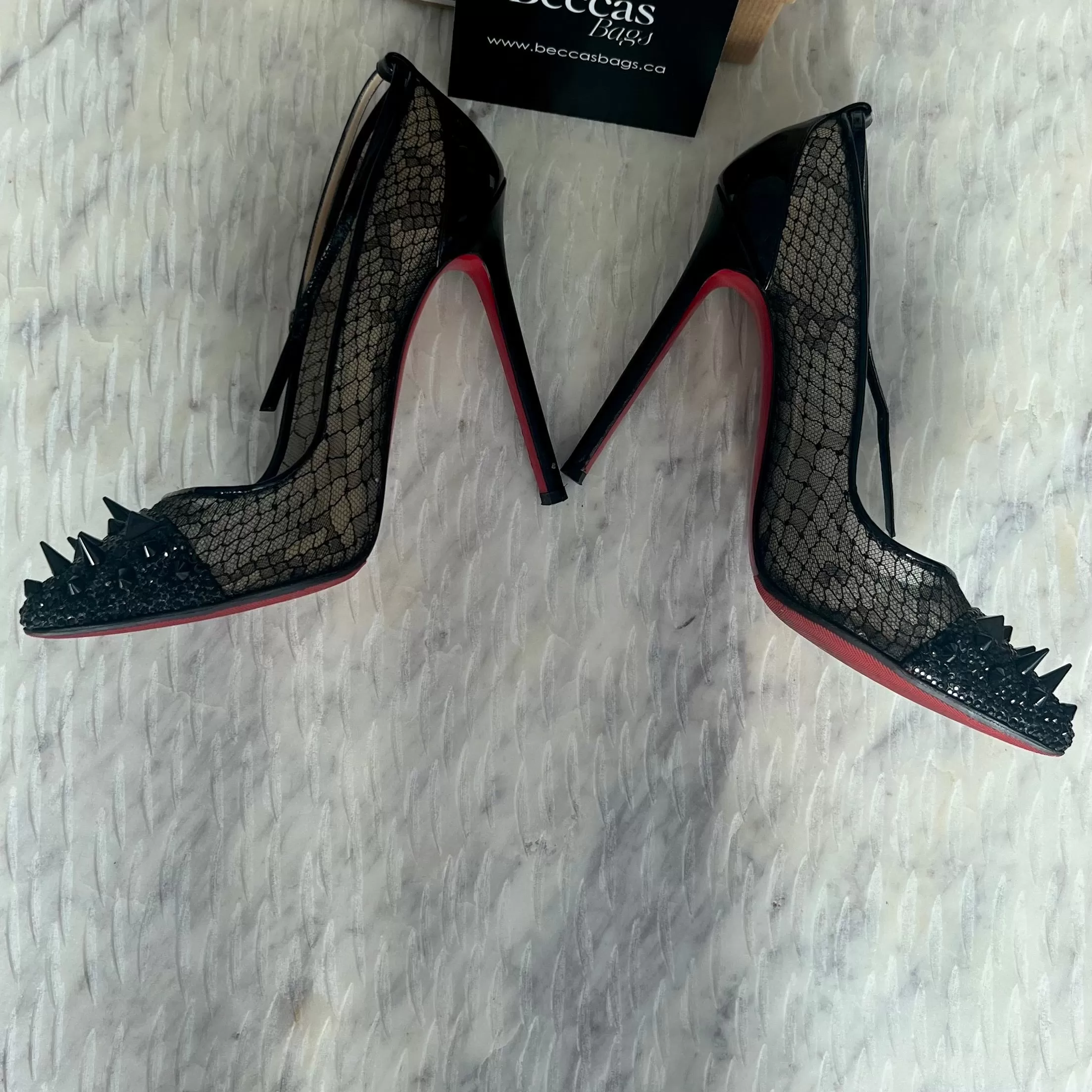 Christian Louboutin Spike Black Patent Heels