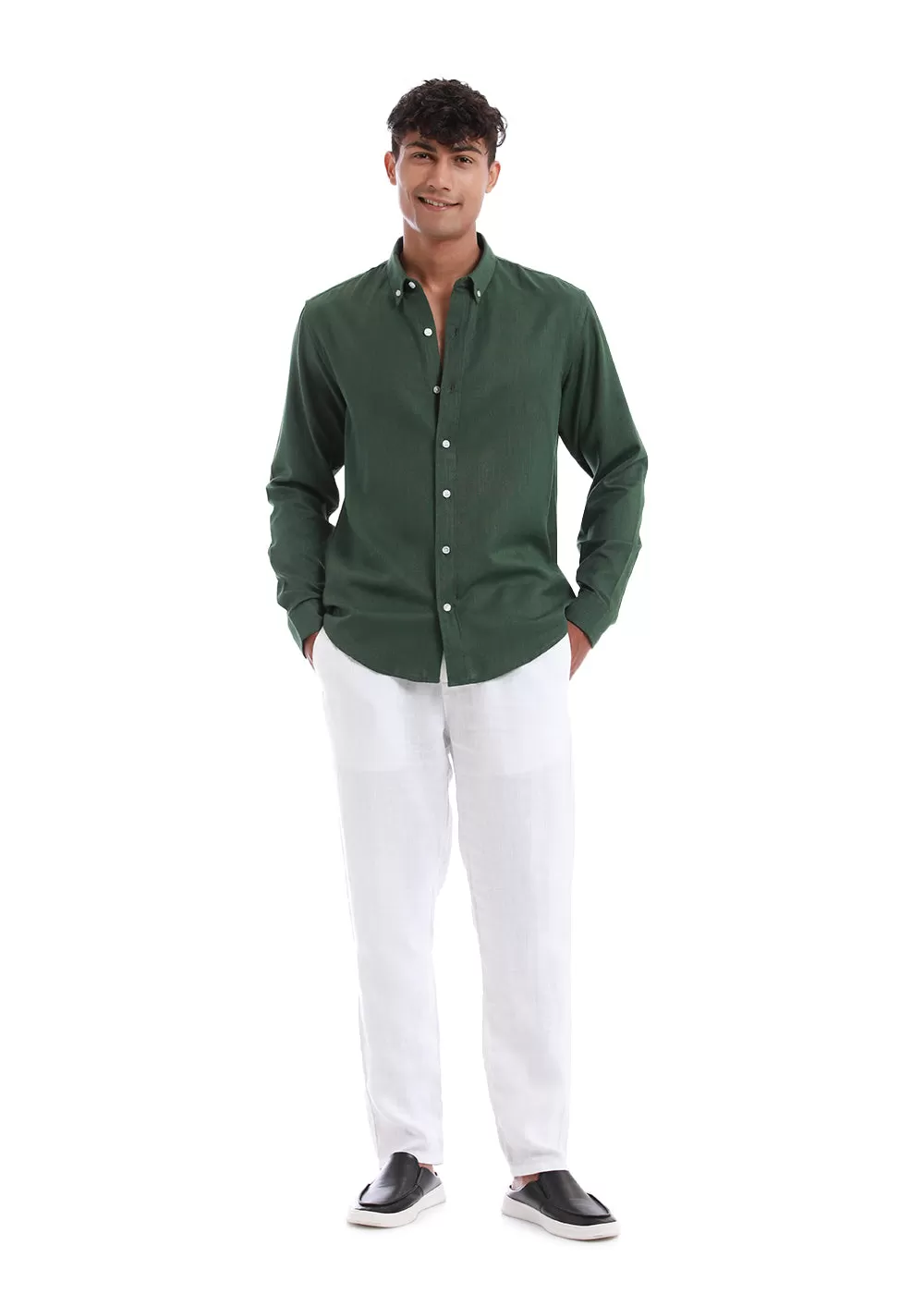 Cilantro Green Blended Linen shirt