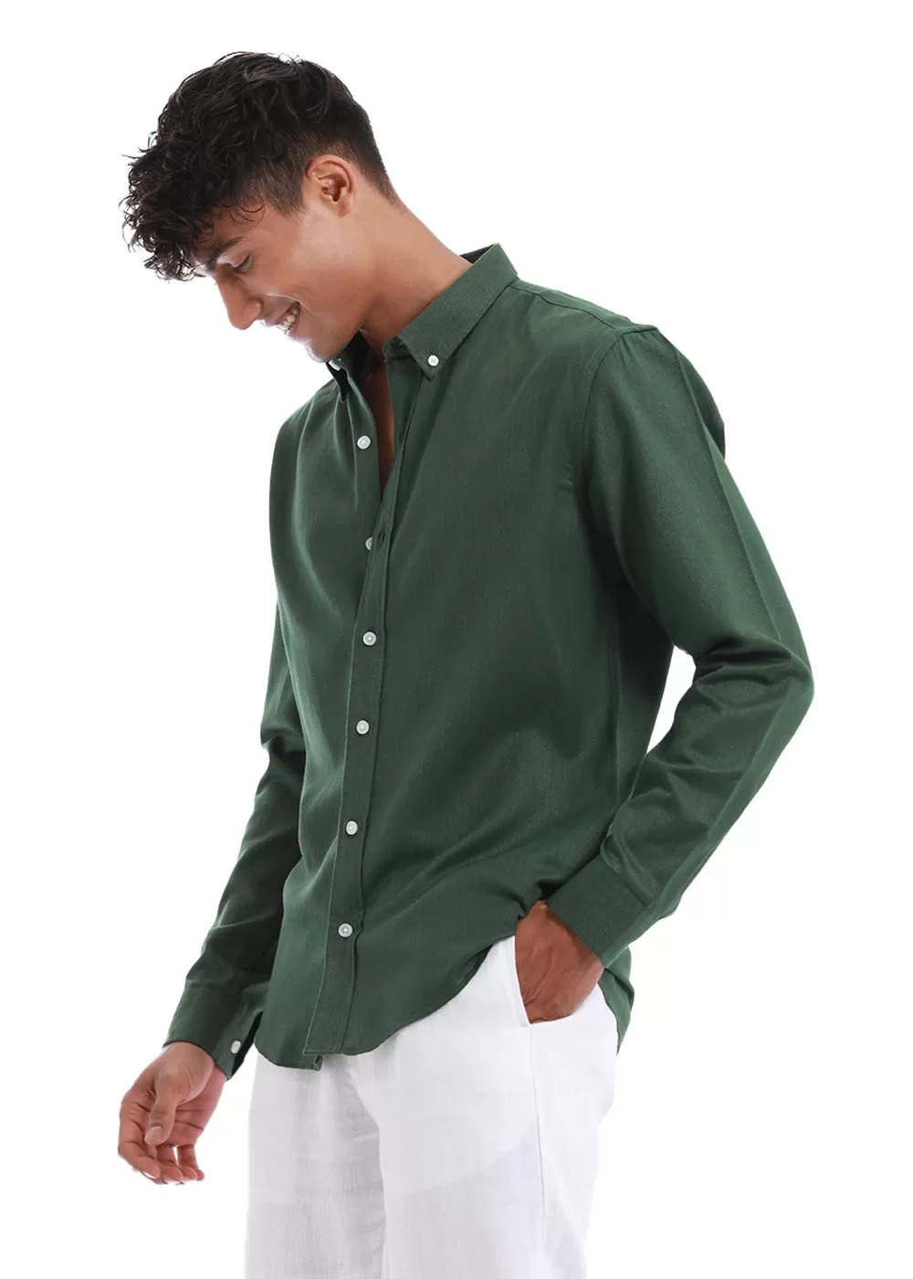 Cilantro Green Blended Linen shirt