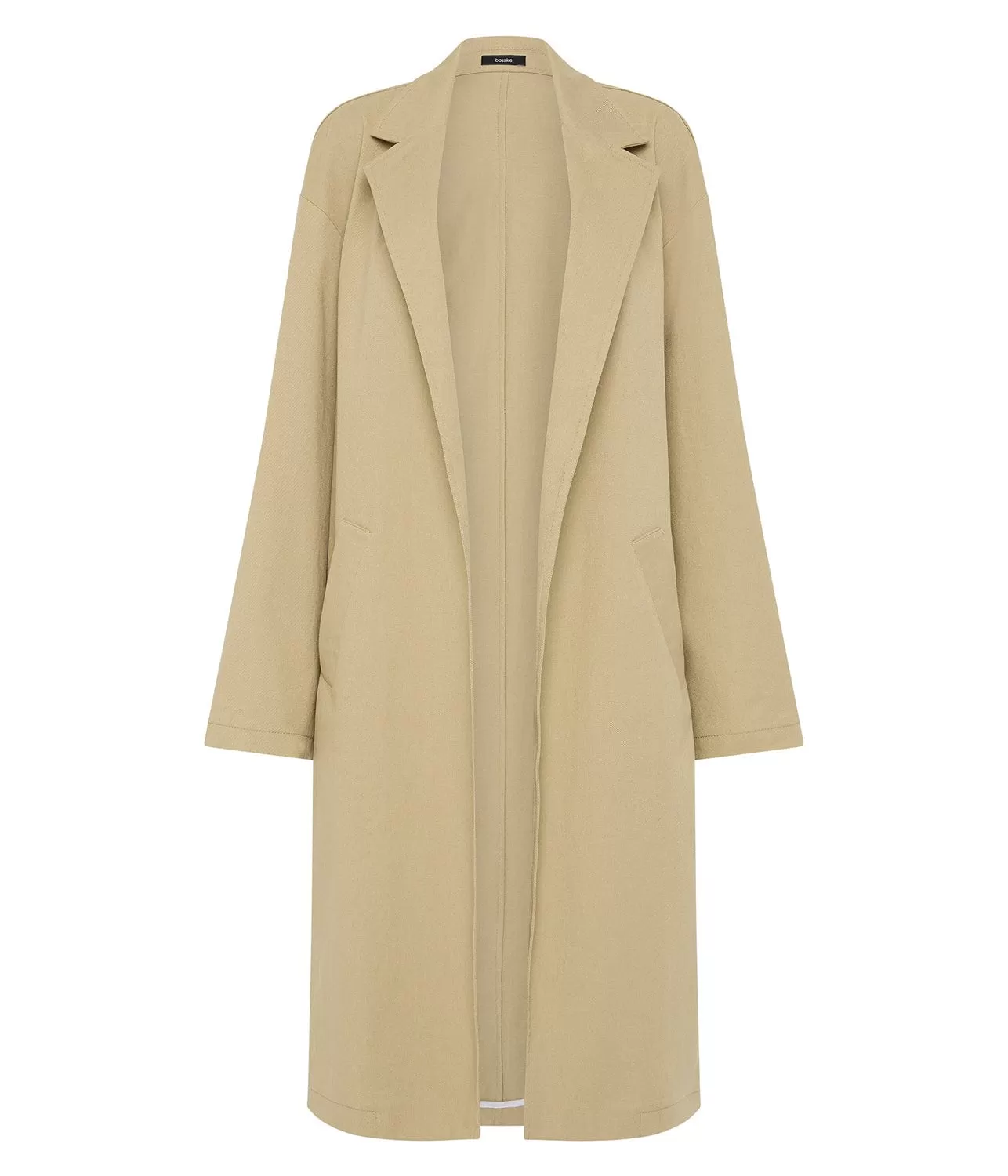 COTTON TWILL LONGERLINE TRENCH- TAN