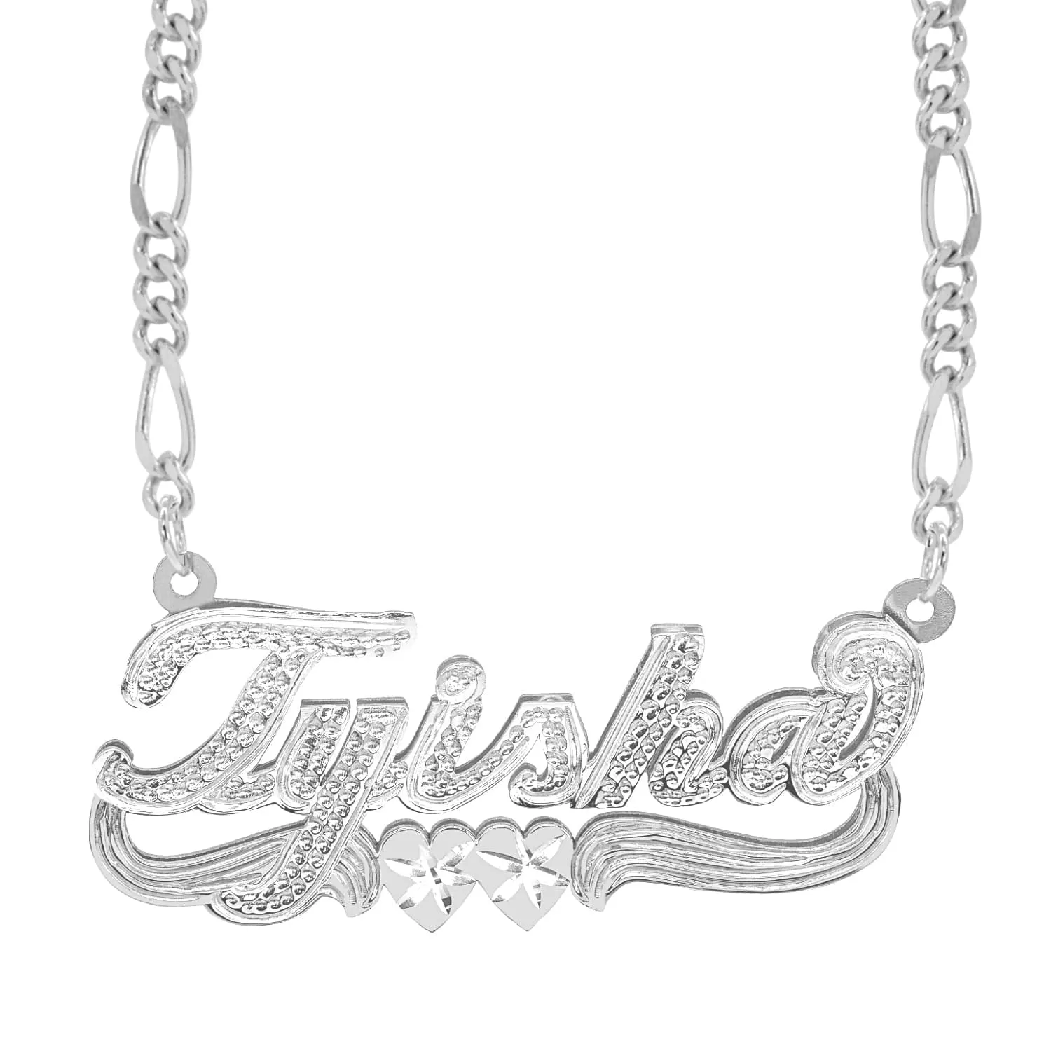 Custom  Double Script Name Plate With Beading Tyisha