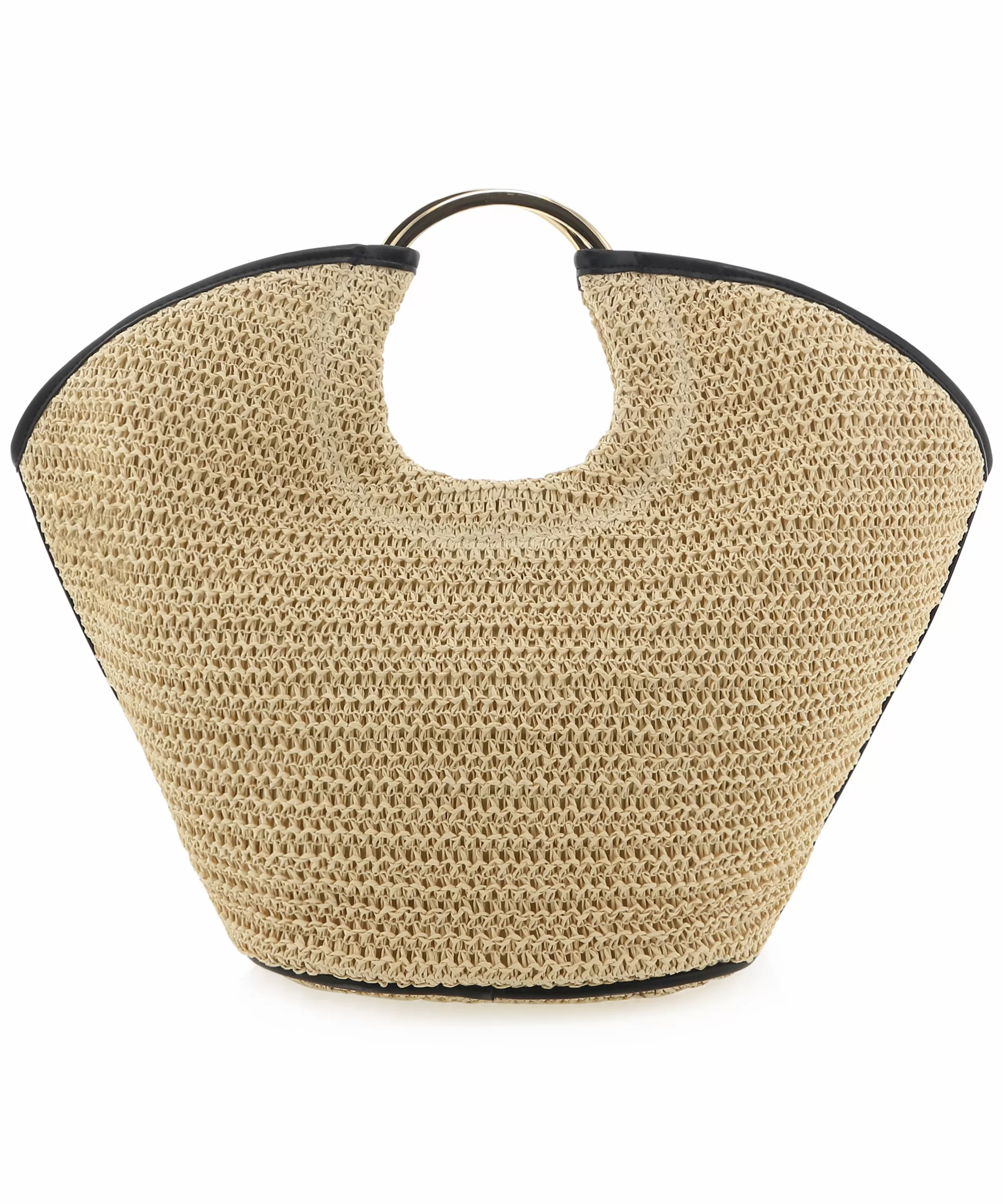 Dawn Tote Bag - Natural Raffia/Black