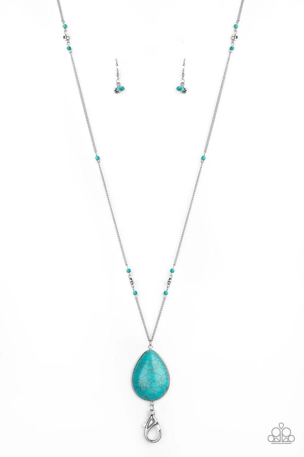 Desert Meadow Turquoise Blue Stone Lanyard Necklace - Paparazzi Accessories