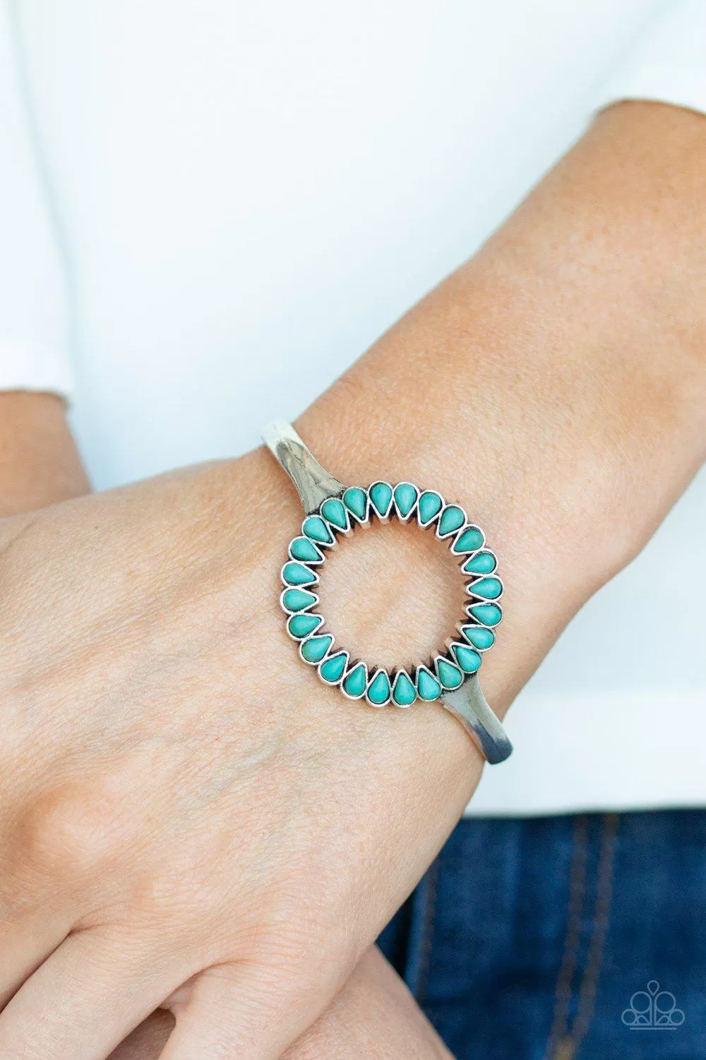 Divinely Desert Blue Cuff Bracelet - Paparazzi Accessories