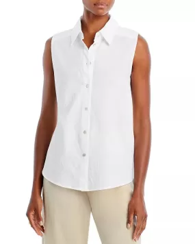 Donni Sandwash Cotton Sleeveless Shirt White