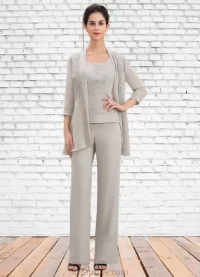 Eden Jumpsuit/Pantsuit Scoop Neck Floor-Length Chiffon Lace Mother of the Bride Dress STK126P0014632