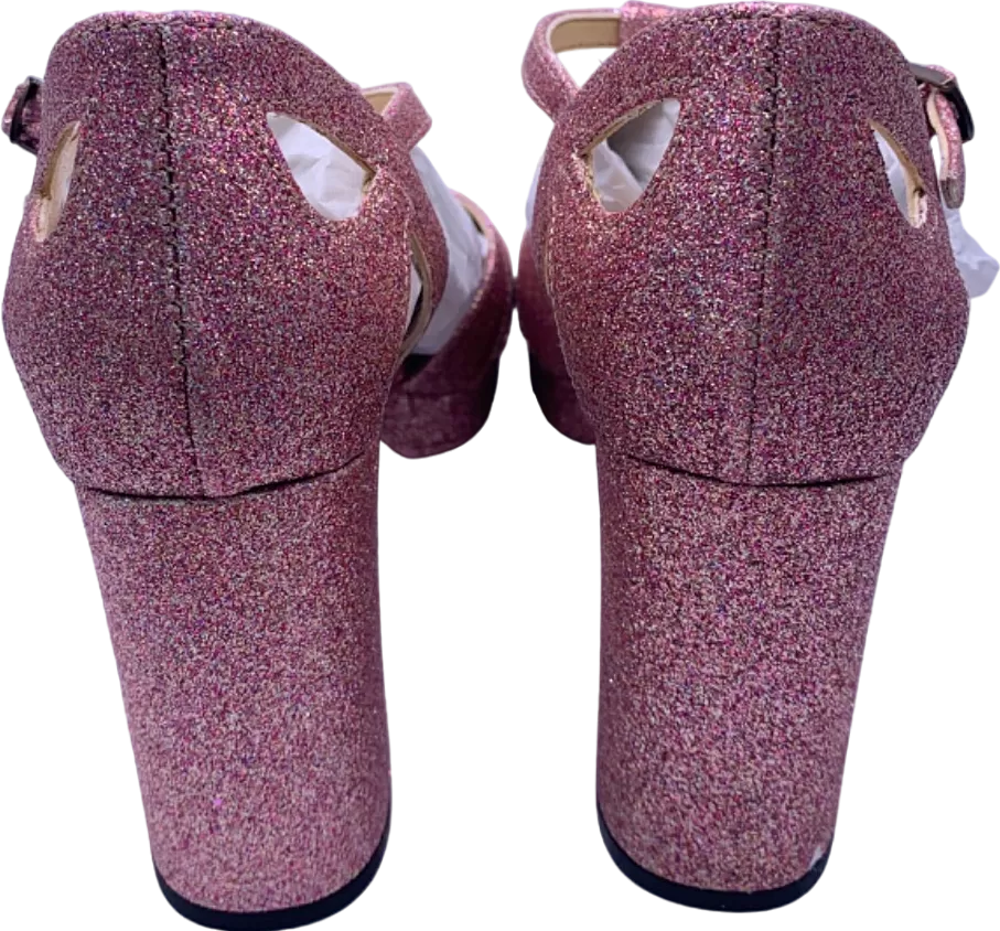 Esska Pink Glitter T-Strap Heels UK Size 5