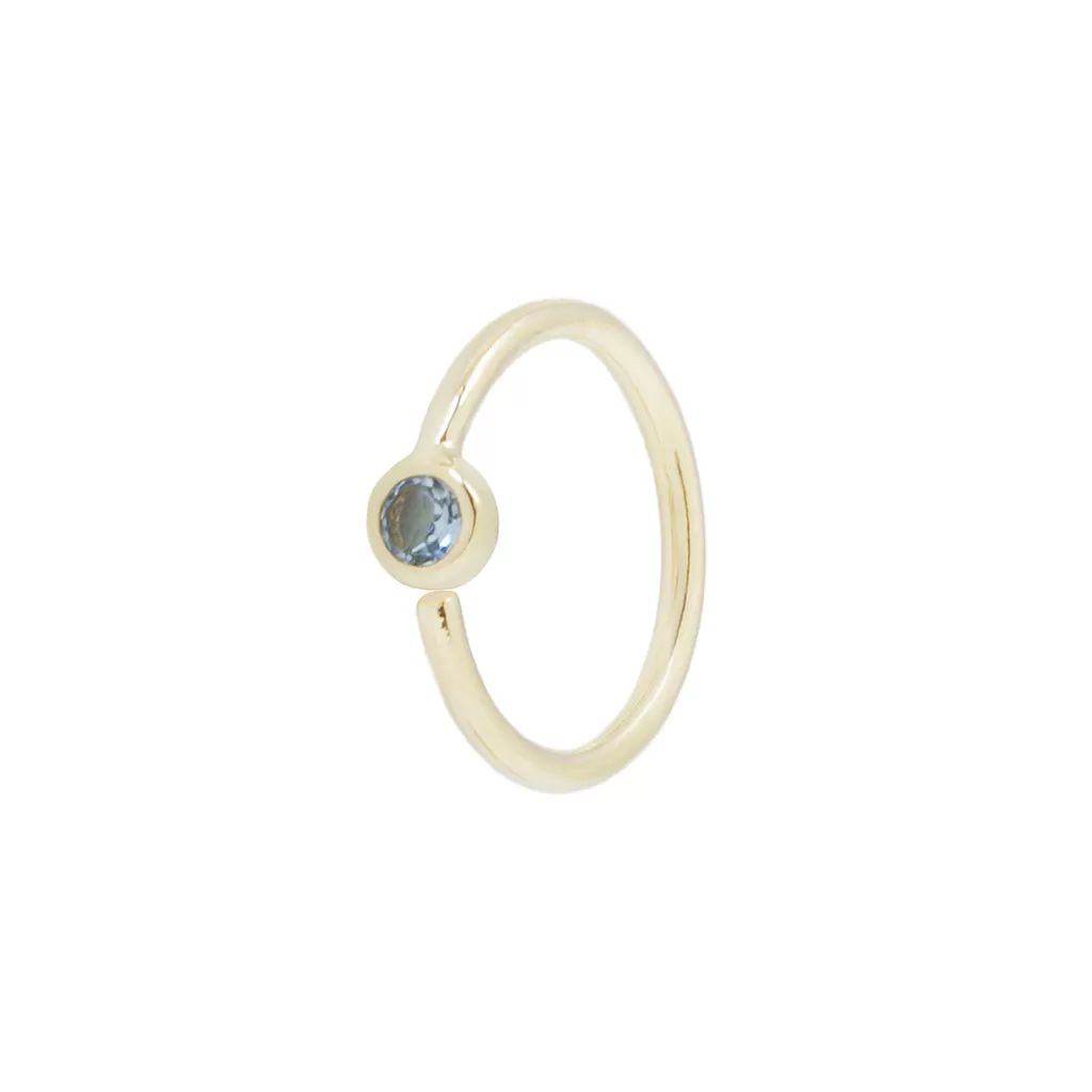 Fixed Bezel Bead Ring 2mm London Blue Topaz - Side Set Facing