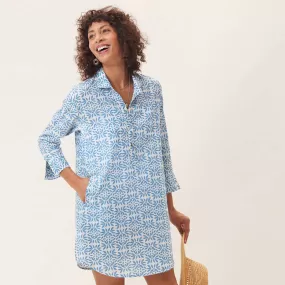 Flora Blue blu Cotton Beach Shirt