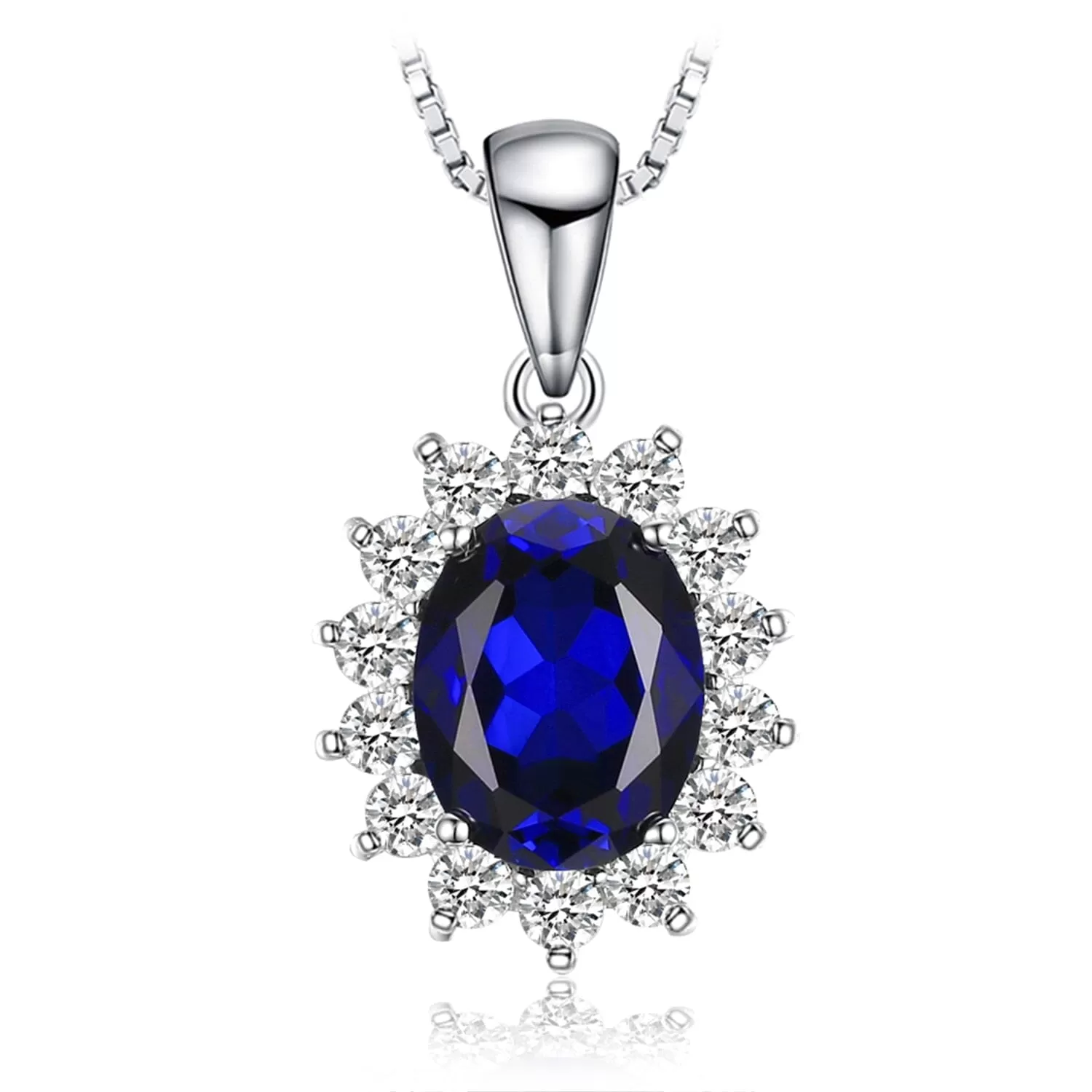 Flower Star Burst Sapphire 925 Sterling Silver Pendant (No-Chain)