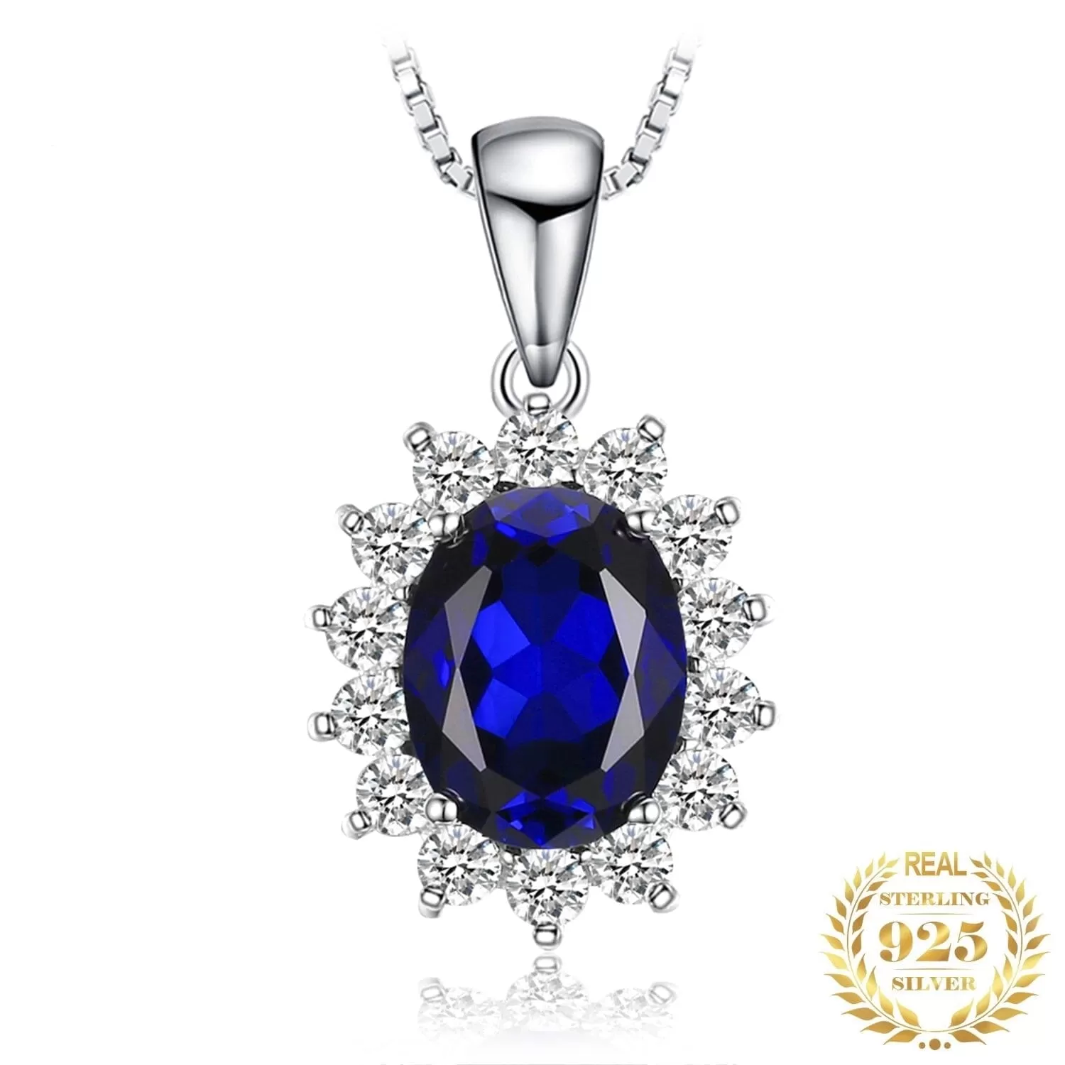 Flower Star Burst Sapphire 925 Sterling Silver Pendant (No-Chain)