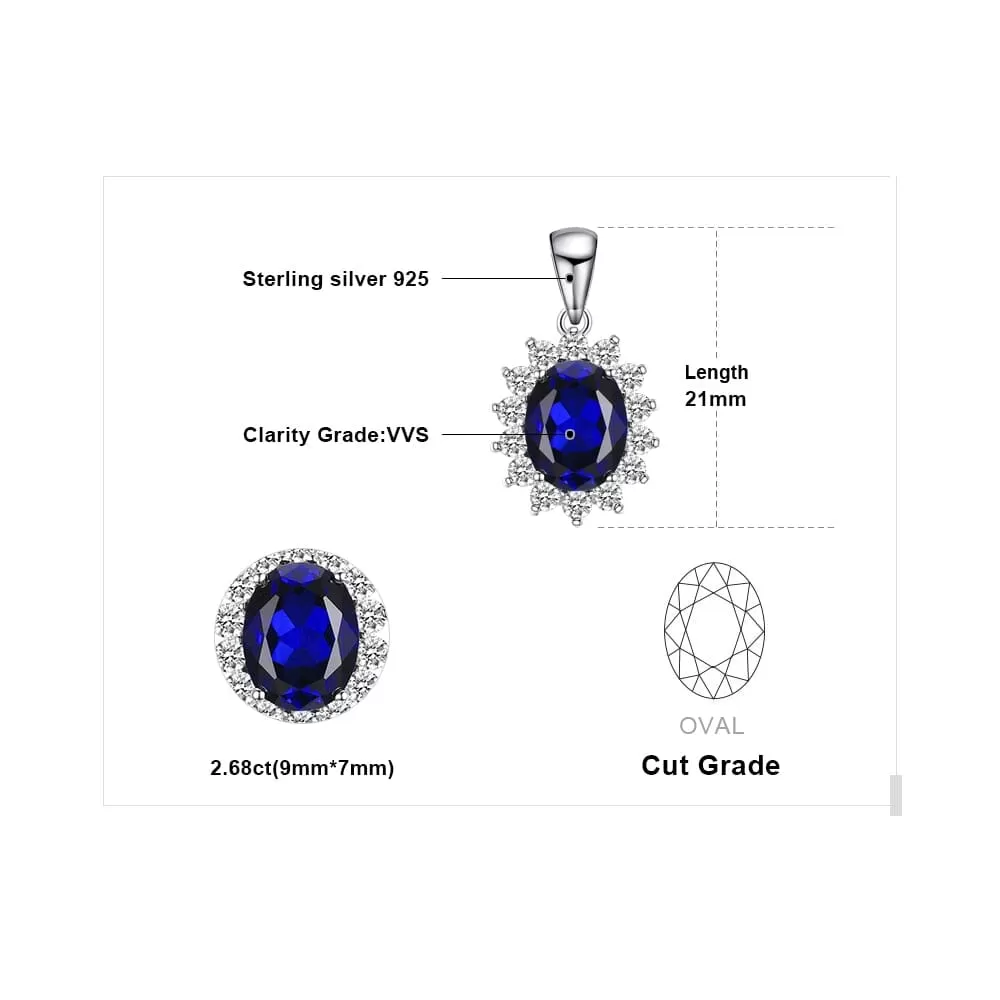 Flower Star Burst Sapphire 925 Sterling Silver Pendant (No-Chain)