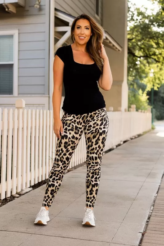 Full Length Leggings with Pockets in Leopard