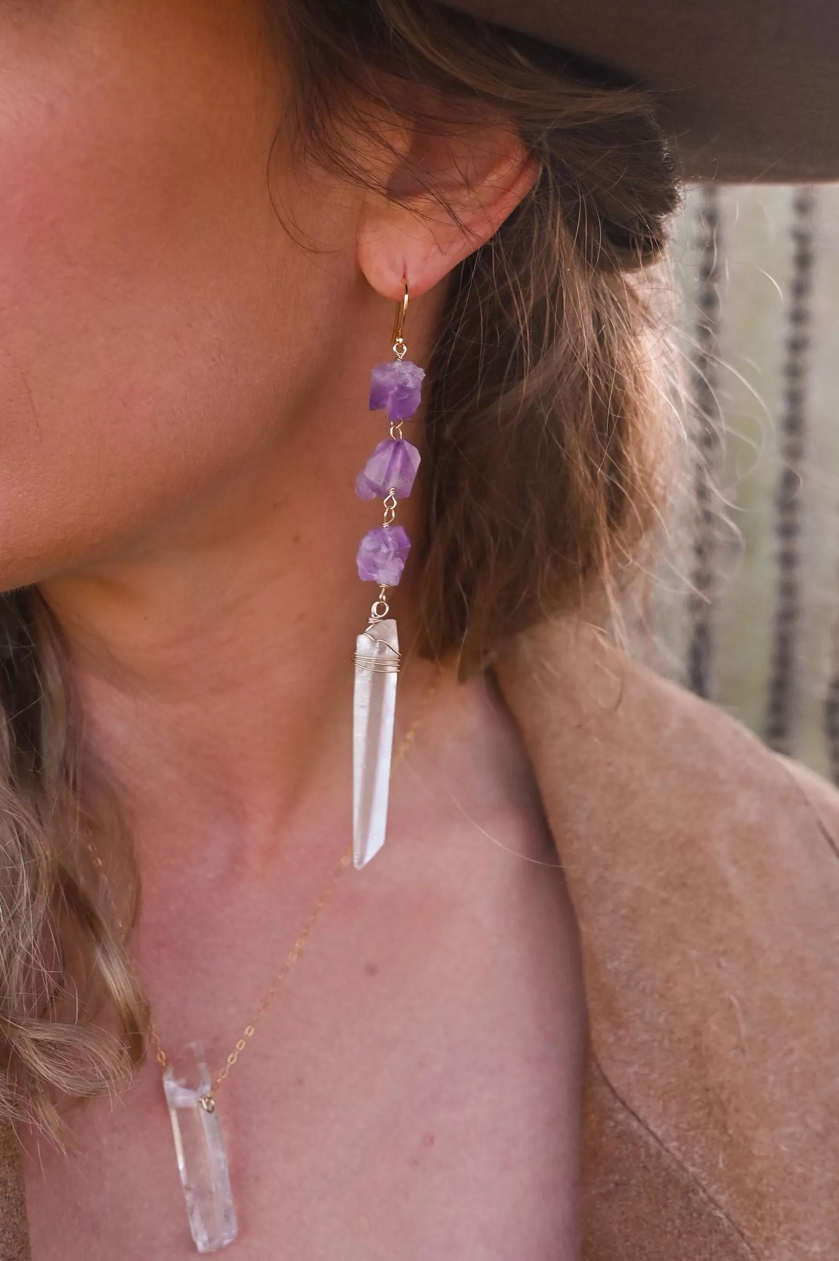 Goddess of Soul Amethyst Quartz Earrings