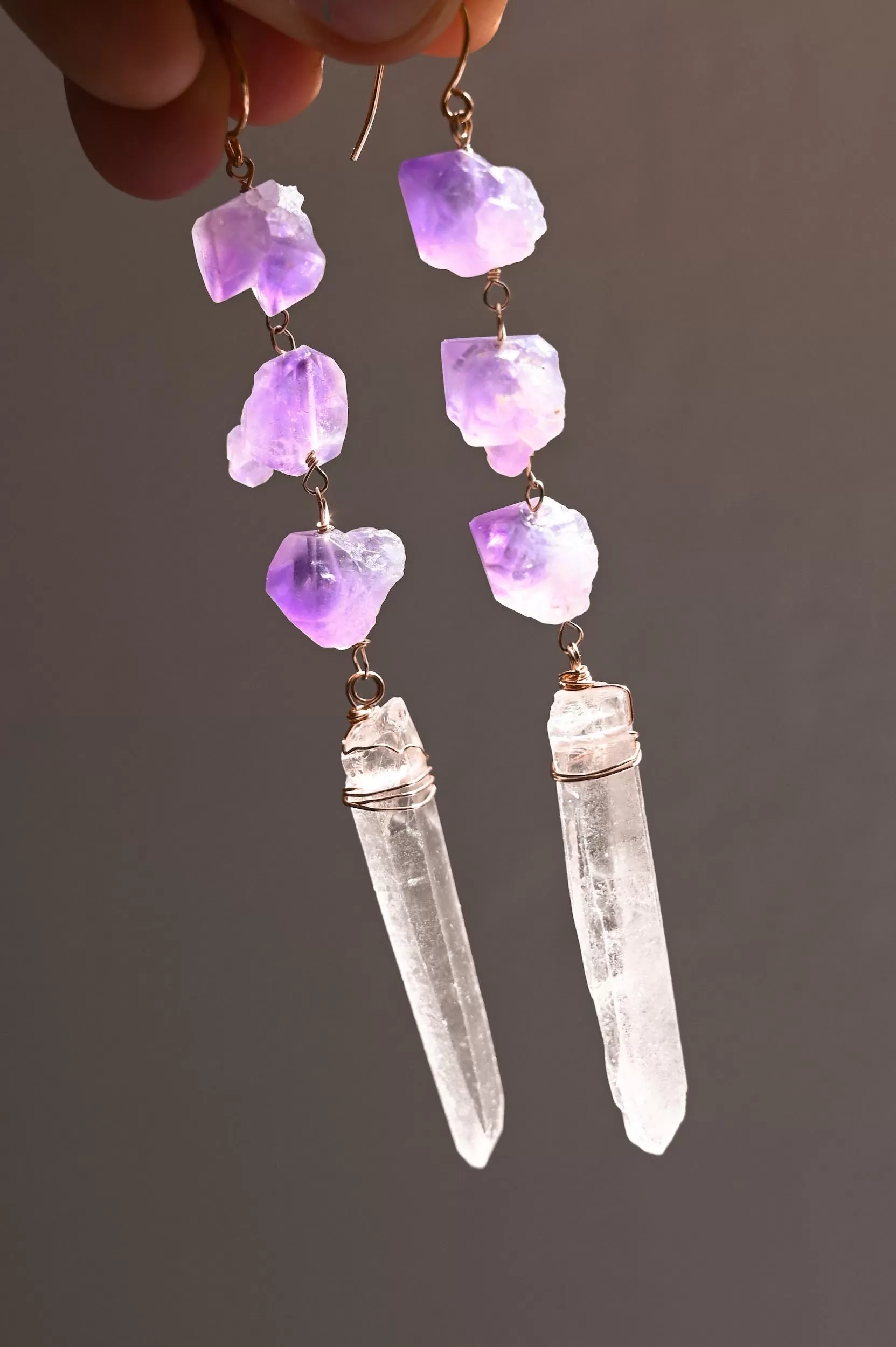 Goddess of Soul Amethyst Quartz Earrings