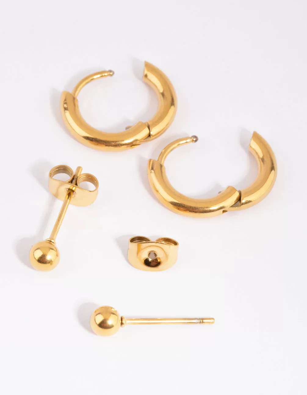 Gold Plated Surgical Steel Stud & Huggie Earring Set