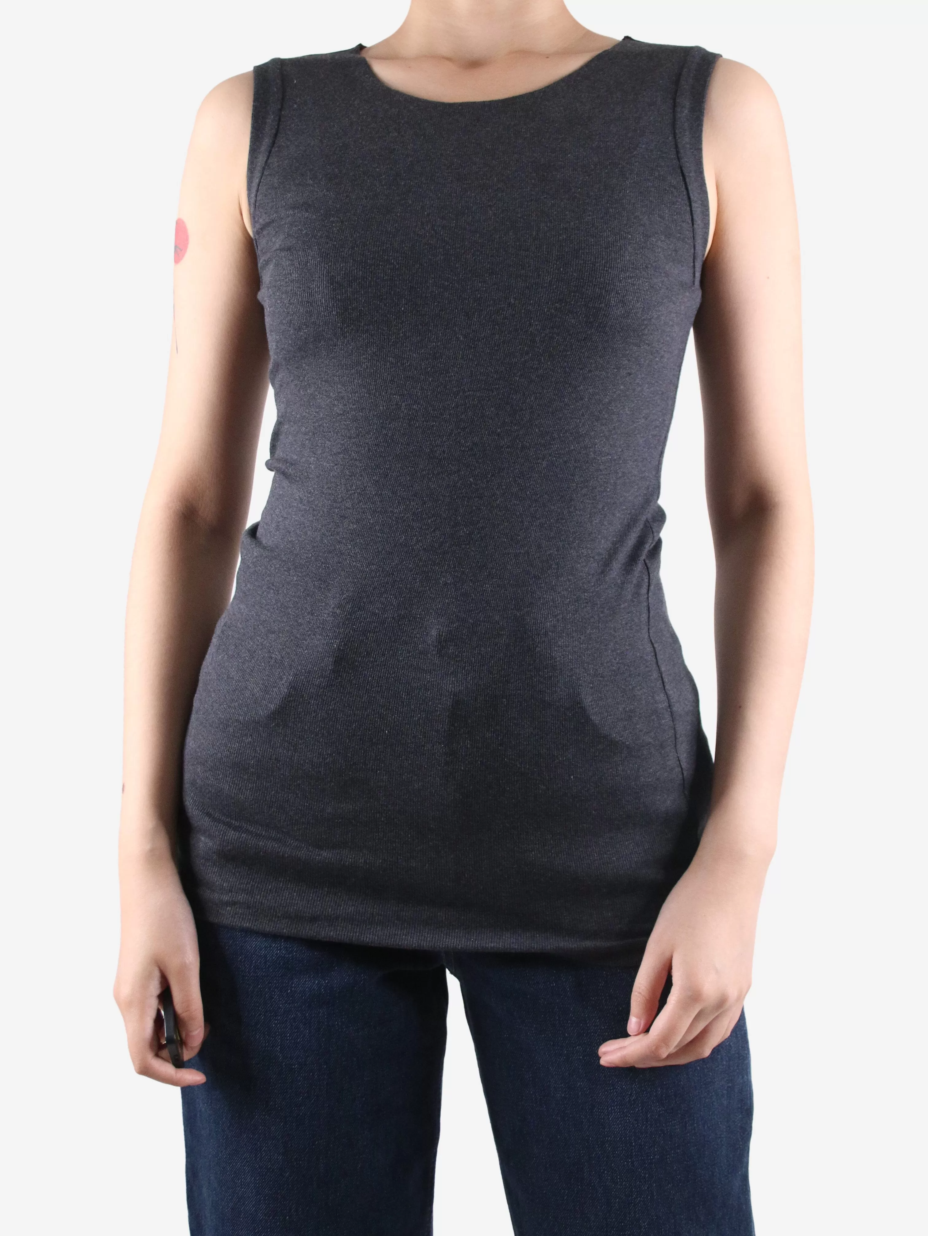 Grey sleeveless cotton top - size M