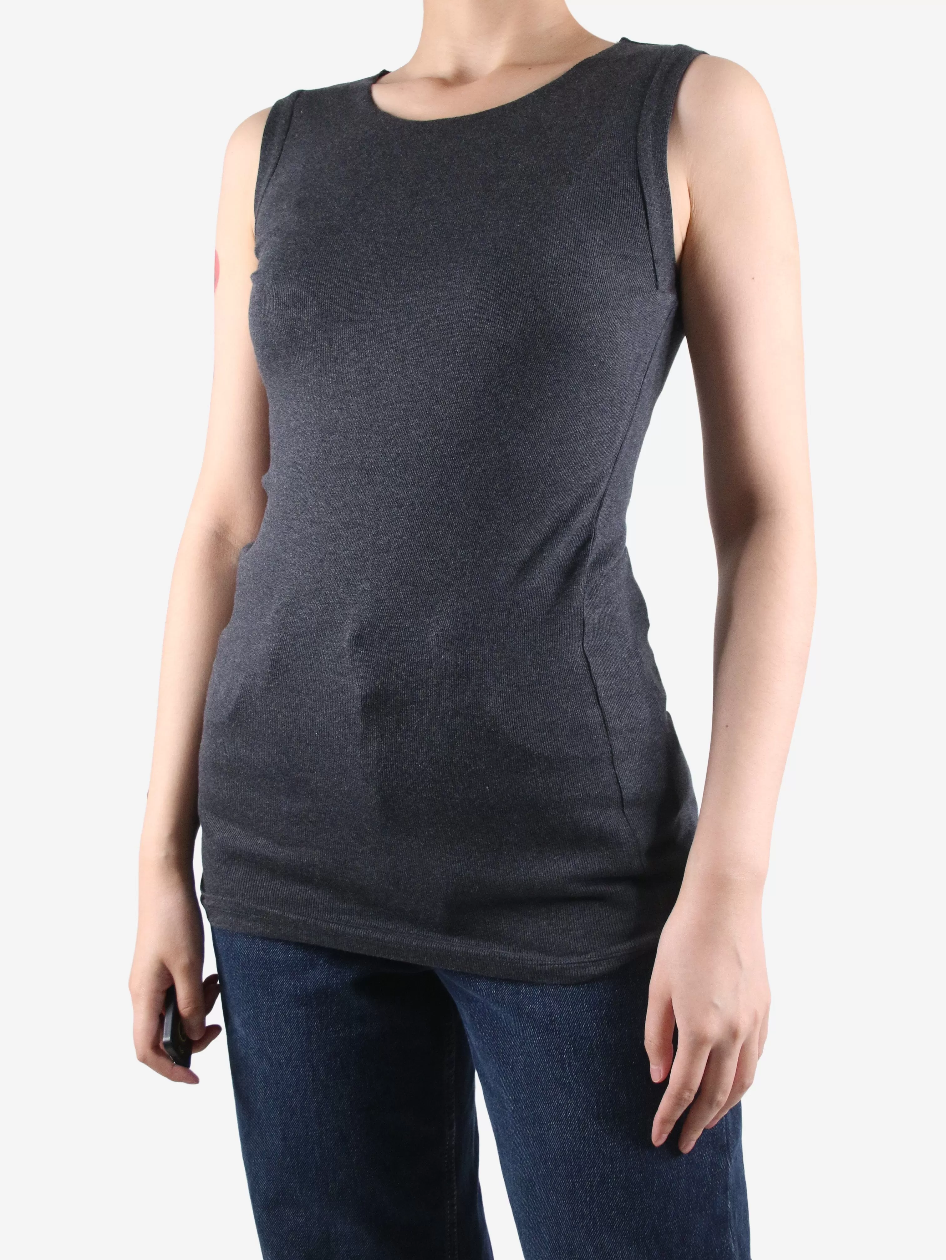 Grey sleeveless cotton top - size M