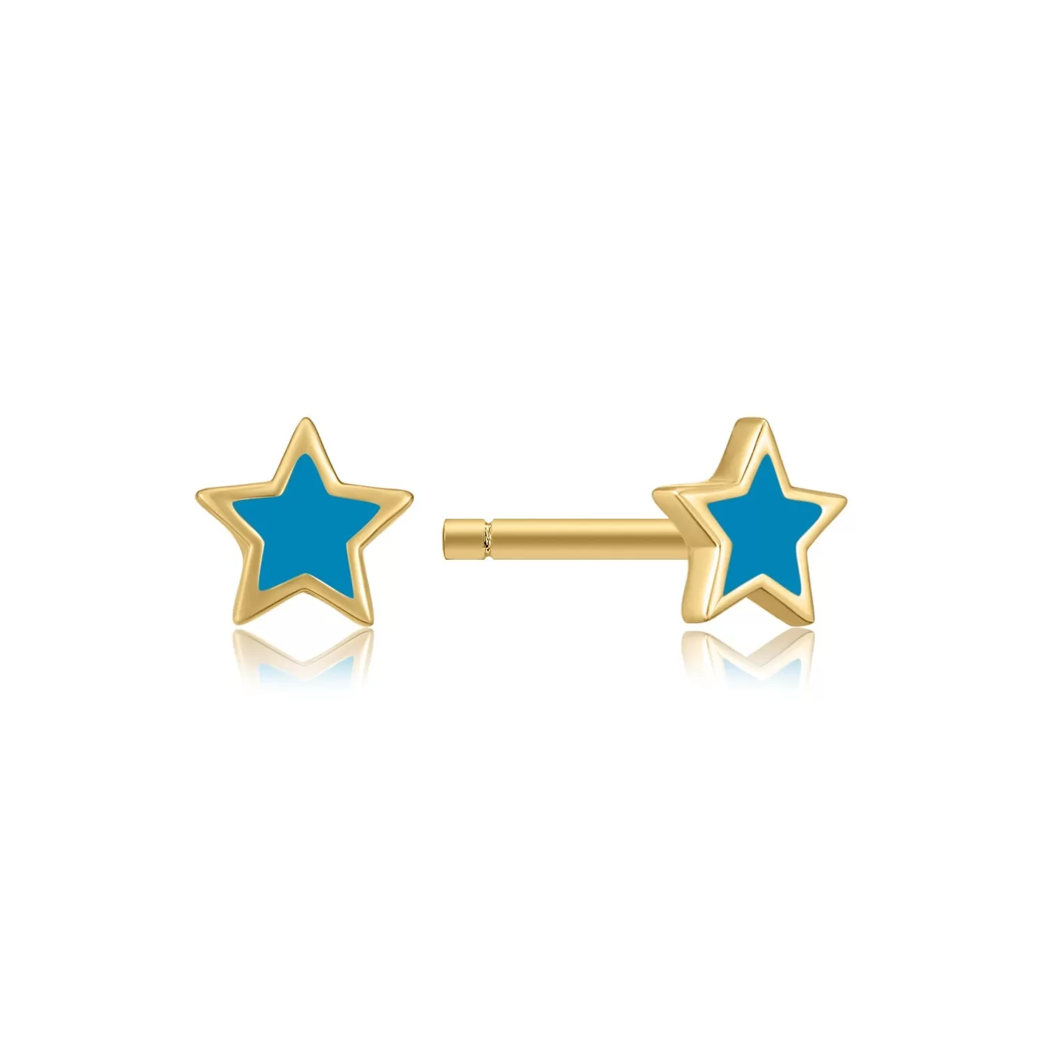 Happy Kids II | Tangerine Single Earring | Blue Enamel | 14K Gold Plated 925 Silver