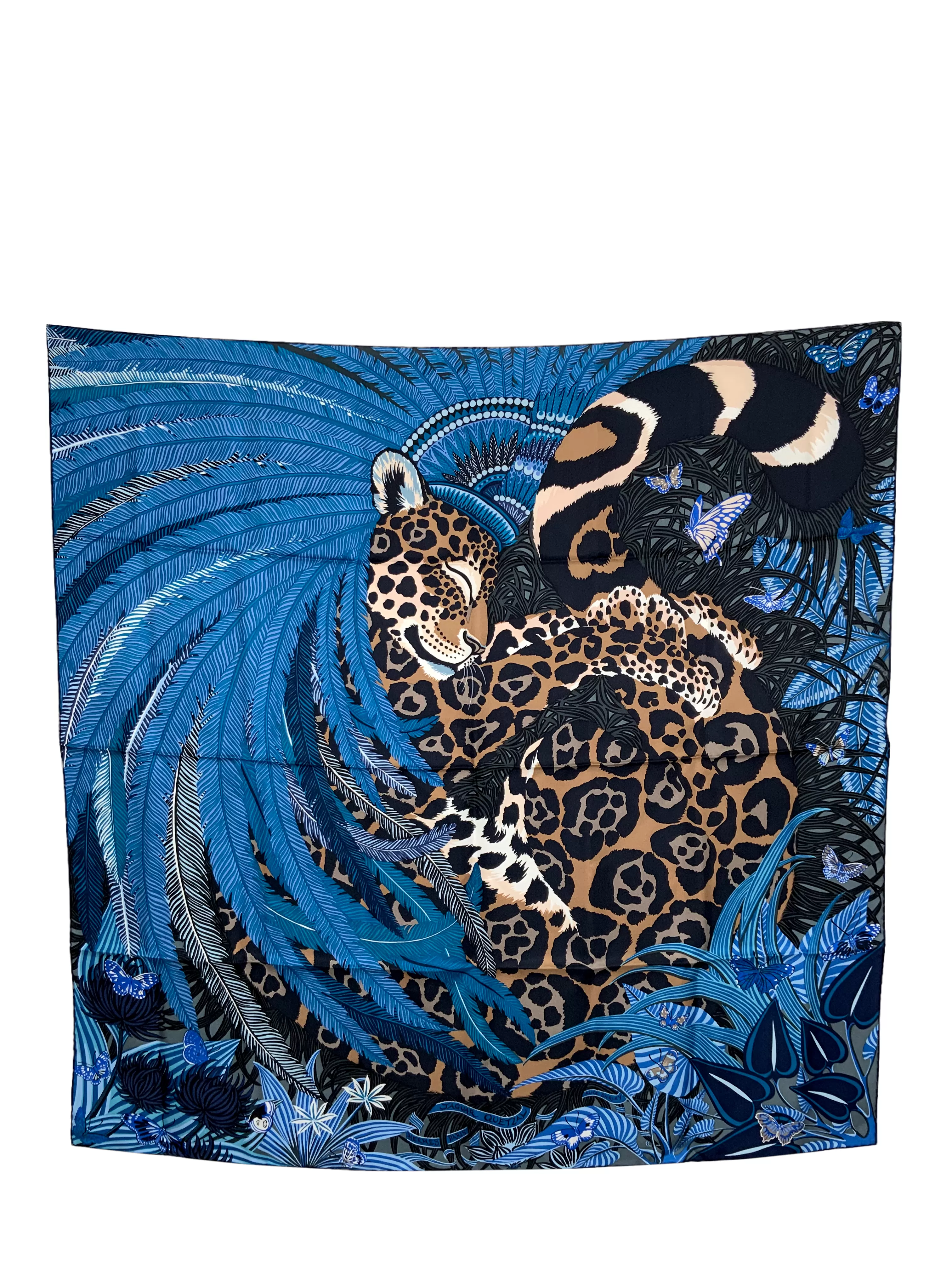 Hermes Jaquar Quetzal Silk Scarf 90