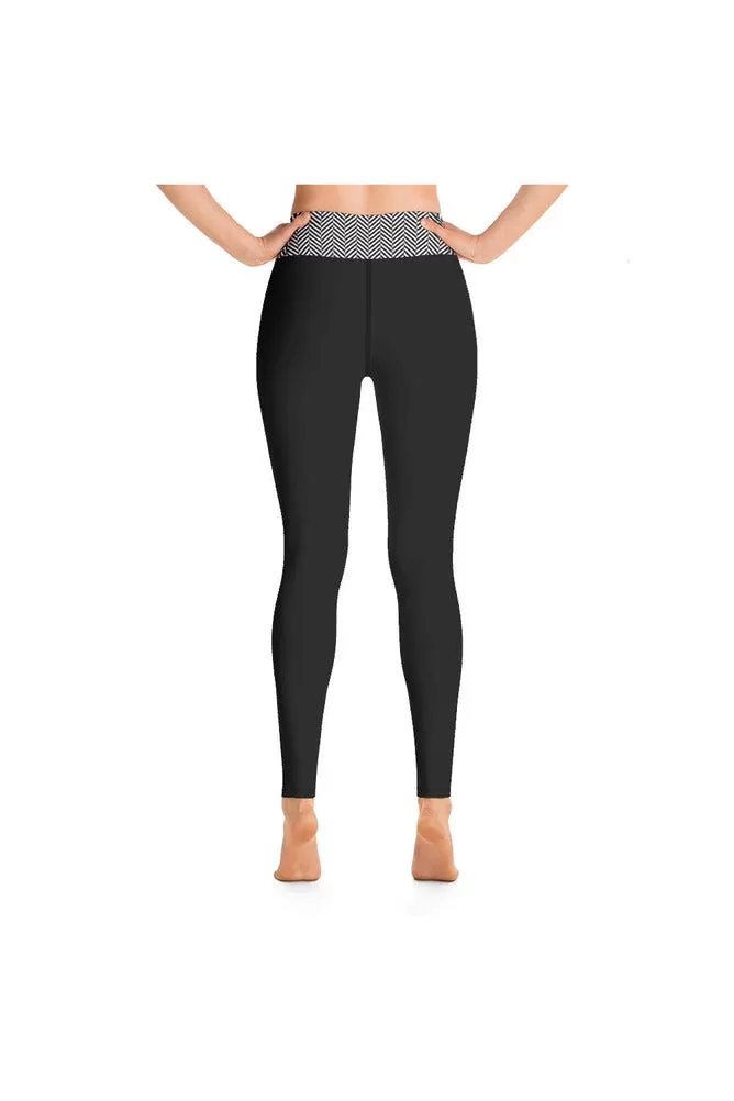 Herringbone & Black Yoga Leggings