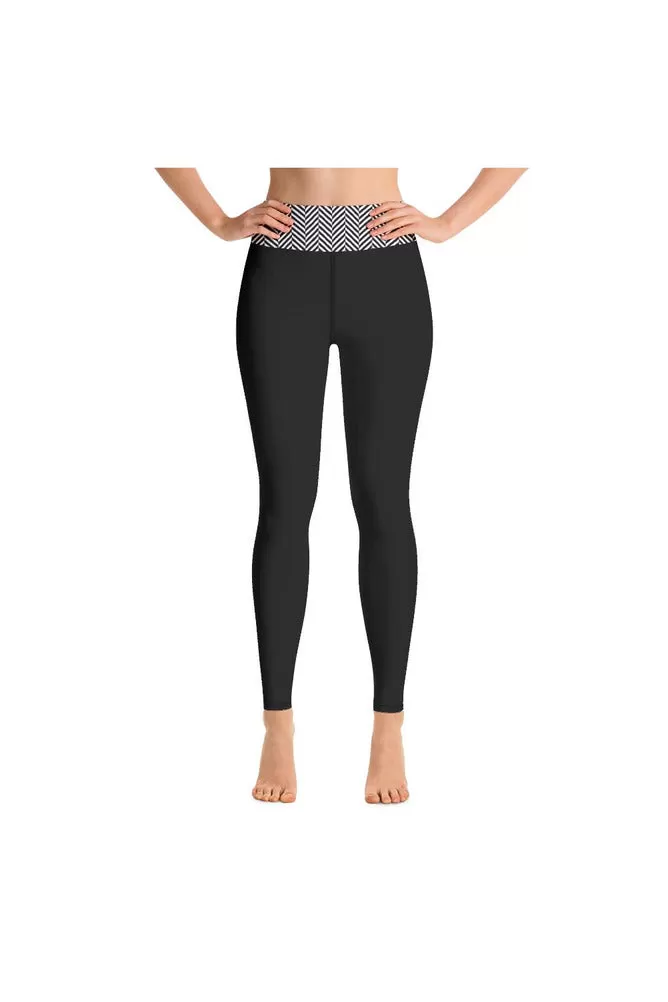 Herringbone & Black Yoga Leggings