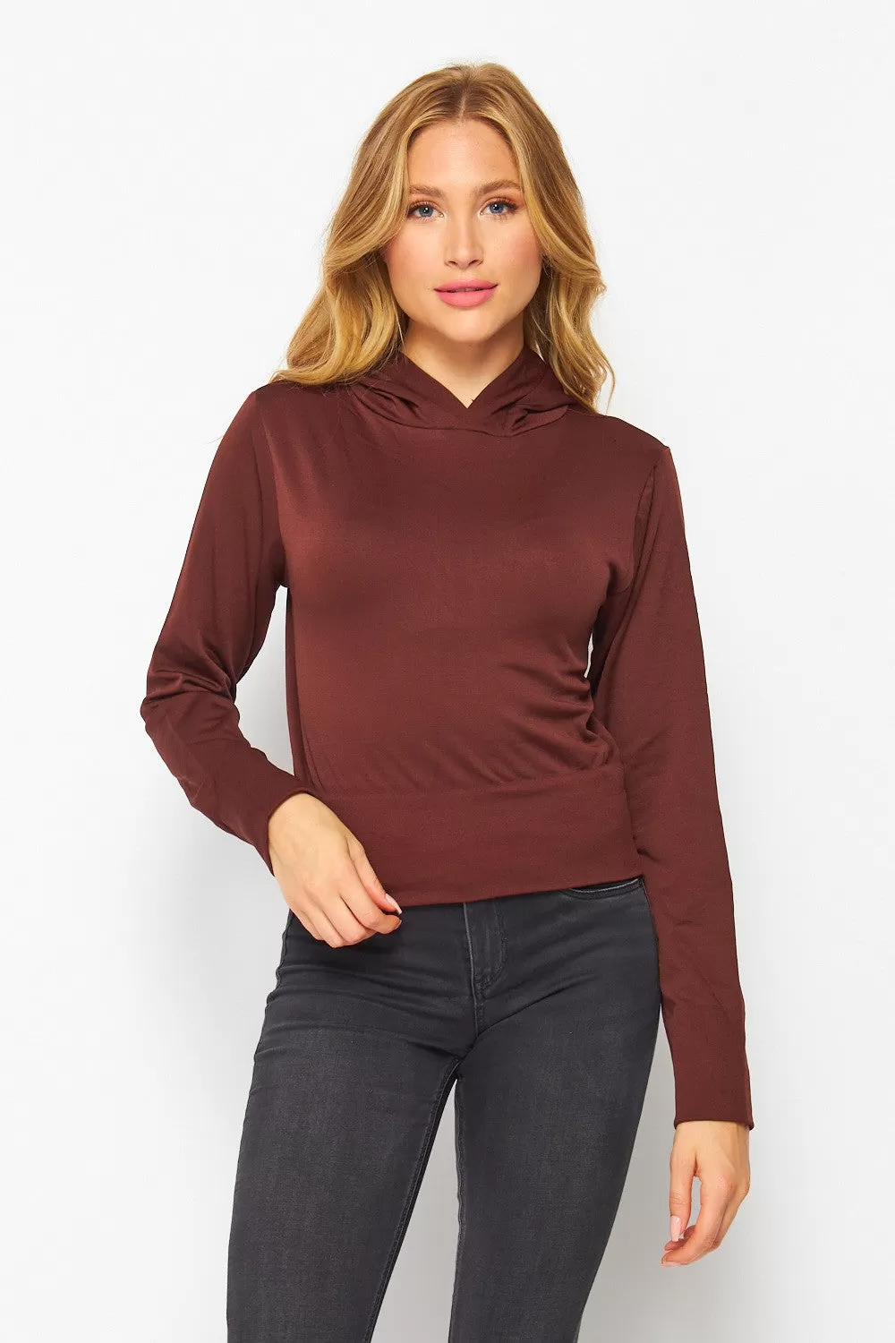 Jr Top - Long Sleeve With Hood - Brown