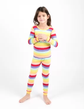 Kids Cotton Rainbow Girl Stripes Pajamas