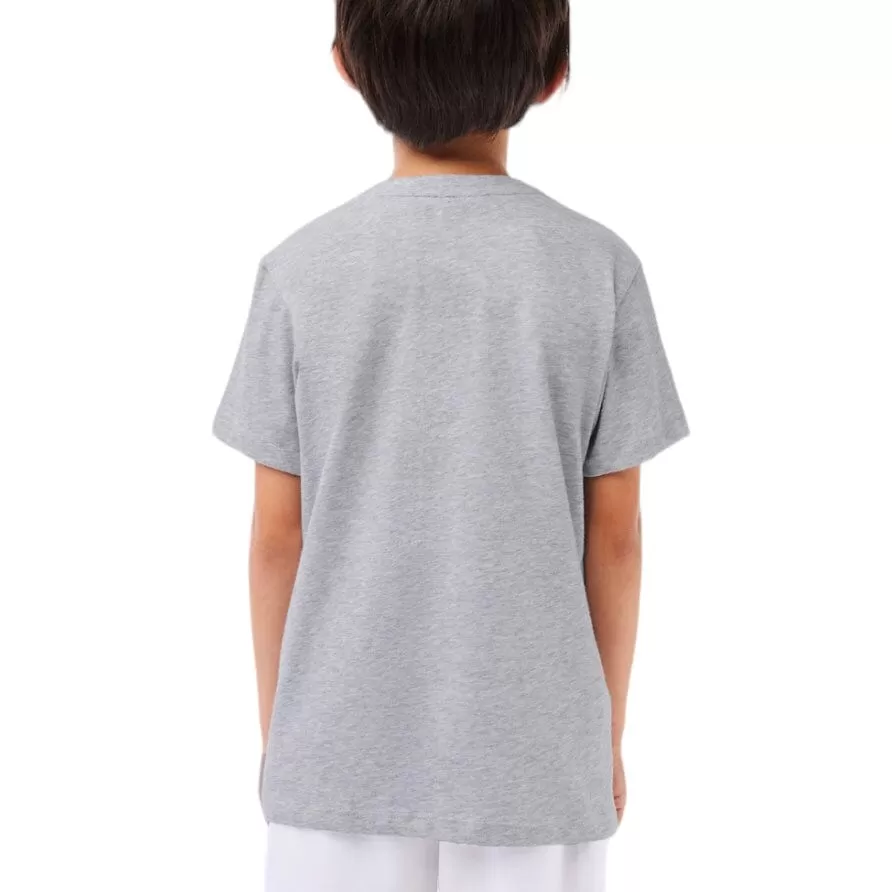 Kids Lacoste Sport Oversized Croc T Shirt (Grey Chine/Navy Blue) TJ2910-51